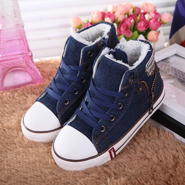 Детски сини обувки с цип и връзки за момчета- различни модели 