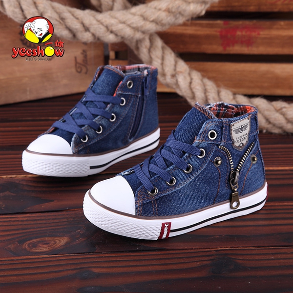 Детски сини обувки с цип и връзки за момчета- различни модели 