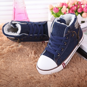 Детски сини обувки с цип и връзки за момчета- различни модели 