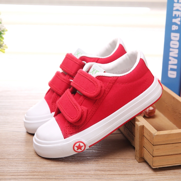 Пролетни детски маратонки за момичета - бели, червени, черни с лепки