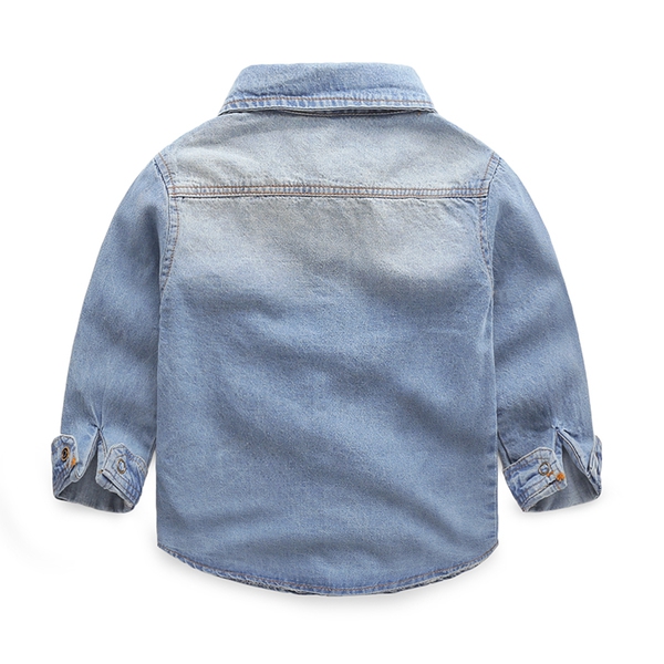 Παιδικό πουκάμισο τζιν σε σκούρο μπλε και γαλάζιο χρώμα