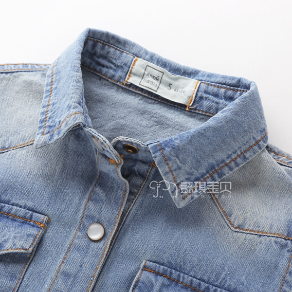 Παιδικό πουκάμισο τζιν σε σκούρο μπλε και γαλάζιο χρώμα