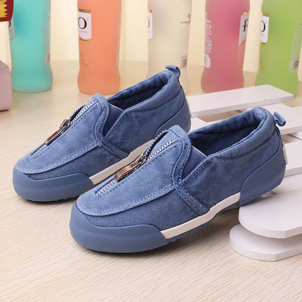 Детски платнени обувки с цип за момчета и момичета