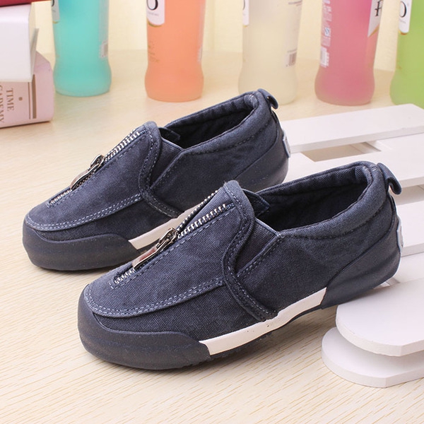 Детски платнени обувки с цип за момчета и момичета