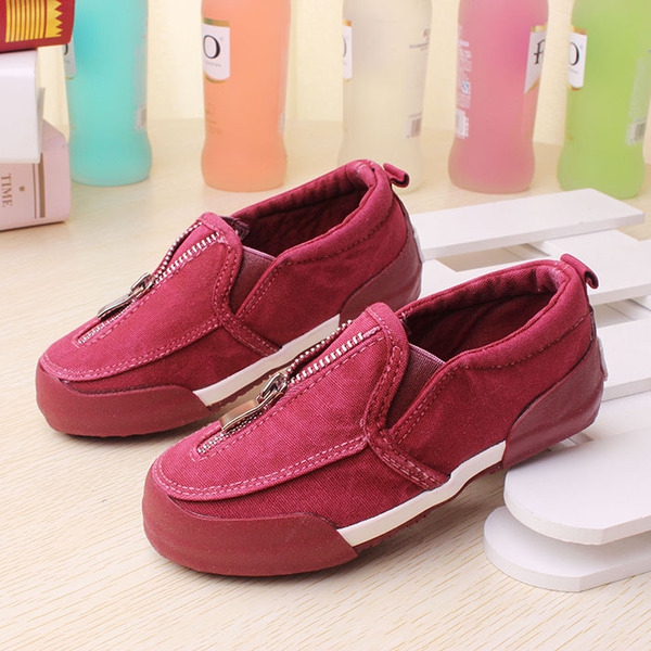 Детски платнени обувки с цип за момчета и момичета