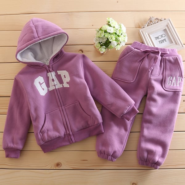 Детски комплект - горнище с качулка и панталони - сини, червени, лилави, сиви