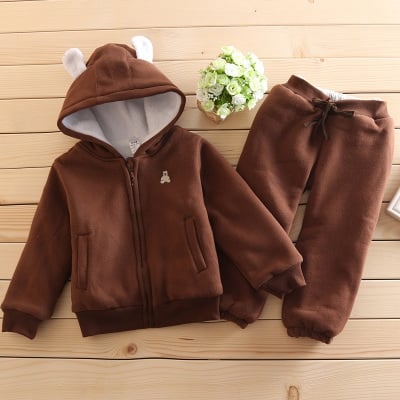 Детски комплект - горнище с качулка и панталони - сини, червени, лилави, сиви