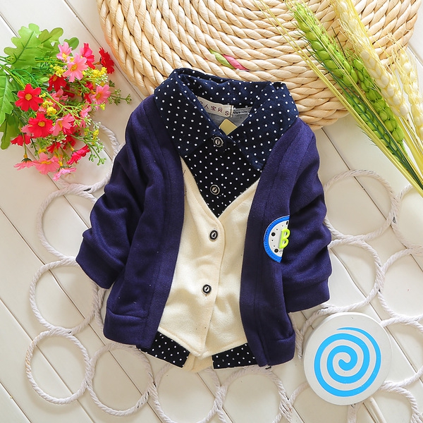 Детска жилетка за момчета и момичета - червена и тъмносина