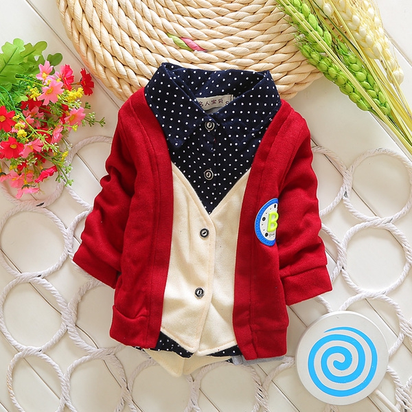 Детска жилетка за момчета и момичета - червена и тъмносина