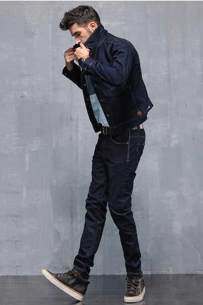 Черни пролетни мъжки дънки тип слим