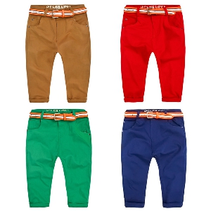 Παιδικά ανοιξιάτικα  παντελόνια για αγόρια σεκόκκινο, πράσινο, μπλε και καφέ χρώμα - κομψά και μοντέρνα
