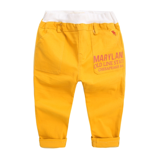 Παιδικά παντελόνια για αγόρια για την άνοιξη και το φθινόπωρο σε κίτρινο και μπεζ χρώμα