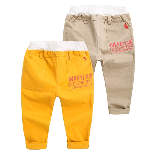 Детски панталони за момчета - пролетни и есенни - жълт и бежов цвят