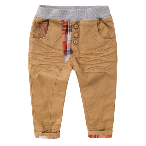 Детски пролетни панталони за момчета - кафяви и оранжеви