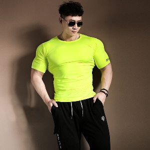 Мъжка спортна тениска - в черен,бял,син,зелен и жълт цвят