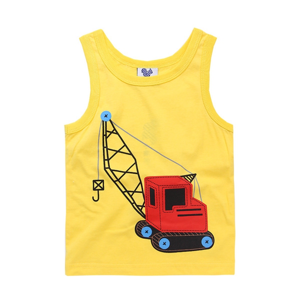 Детски летен потник за момчета с анимационни изображения - жълт, червен, черен, син