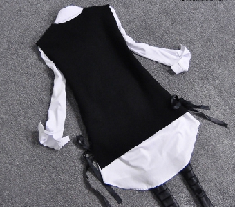  Γυναικείο  λευκό πουκάμισο με μαύρο κοντό σακάκι - 2 μέρη