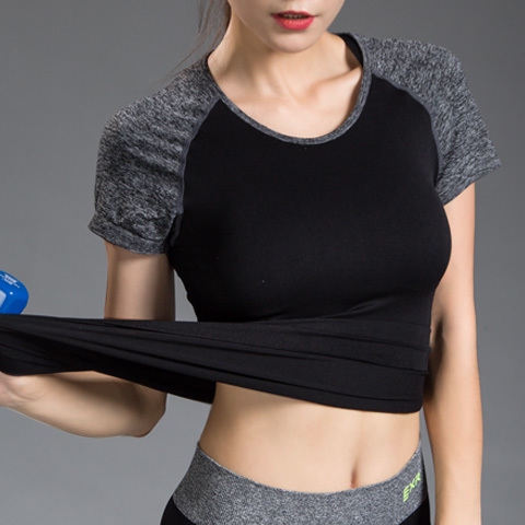 Спортна дамска тениска с О-образна яка - в сив,розов,лилав и черен цвят