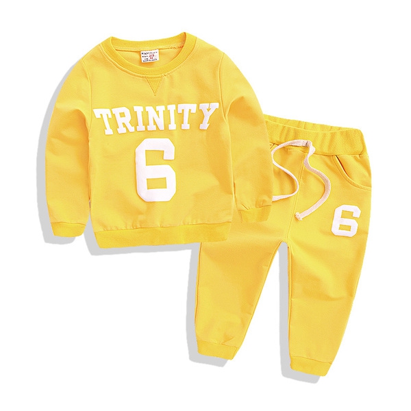 Детски анцуг за момчета - пролетен спортен комплект от две части - блуза и панталон - сив, зелен, син, жълт, розов