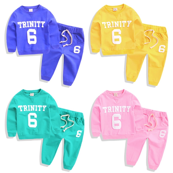 Детски анцуг за момчета - пролетен спортен комплект от две части - блуза и панталон - сив, зелен, син, жълт, розов