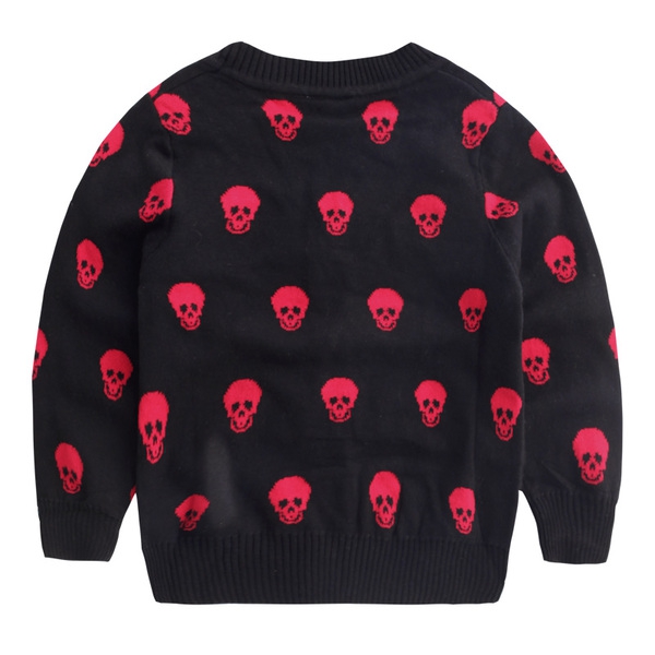 Детска жилетка - пролет и есен - черна с изображения от червени черепи