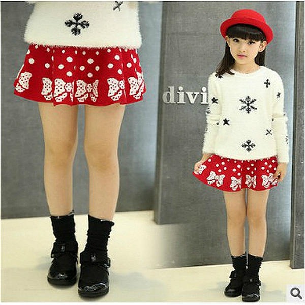 Παιδικές  φούστες - την άνοιξη, το φθινόπωρο και το χειμώνα - κόκκινο, μαύρο