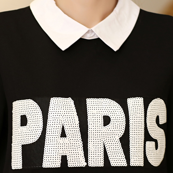 Дамска туника черна с бяла яка 