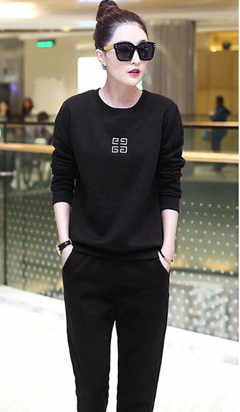 Дамски спортен комплект от 2 части в тюркоаз,сив и черен цвят