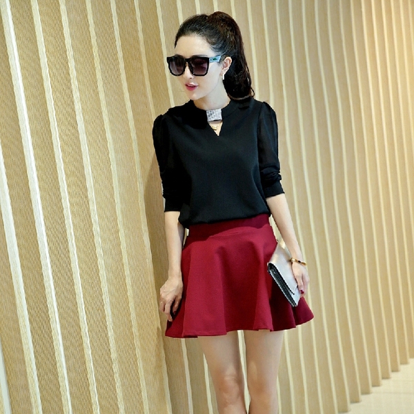 Дамска риза с 3/4 ръкав - Бяла, Черна, Червена