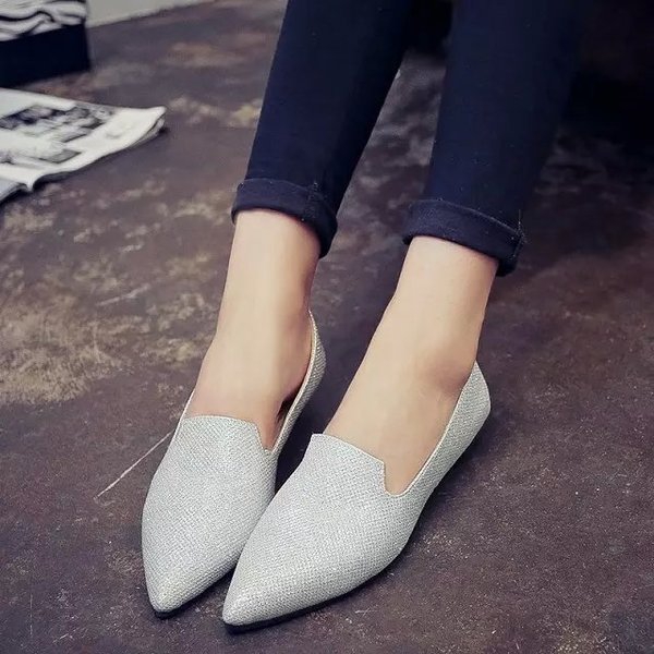 Дамски блестящи еспадрили със заострена предна част