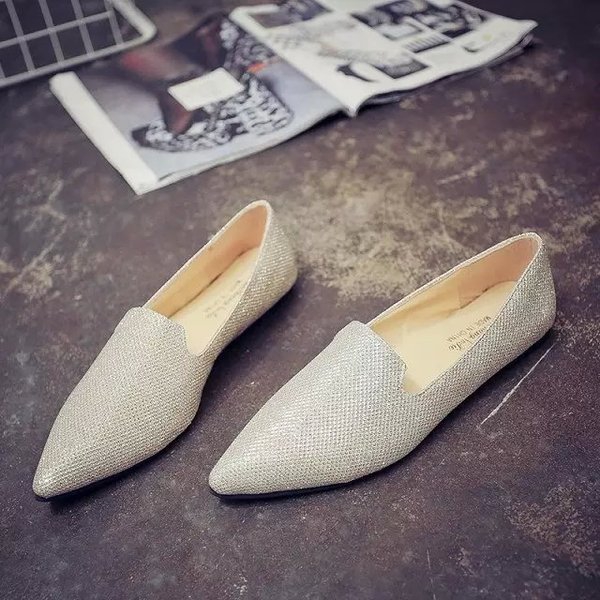 Дамски блестящи еспадрили със заострена предна част