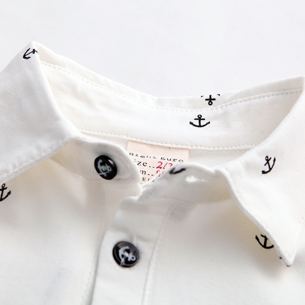 Παιδικό ελαφρύ πουκάμισο με μακριά μανίκια για αγόρια - σκούρο μπλε και λευκό