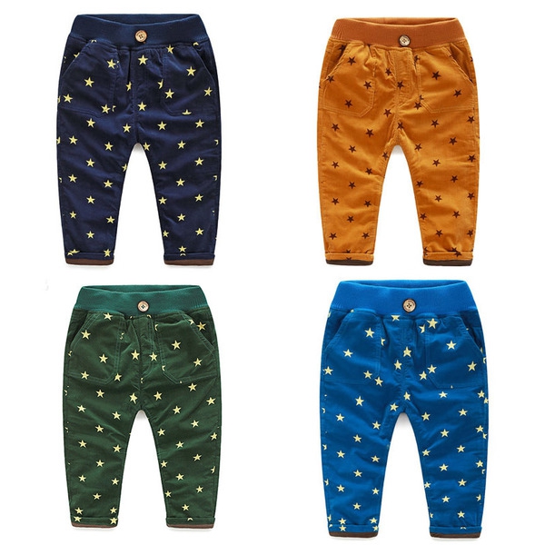 Дълги панталони за бебета и малки деца - сини, зелени, кафяви, оранжеви със звездички