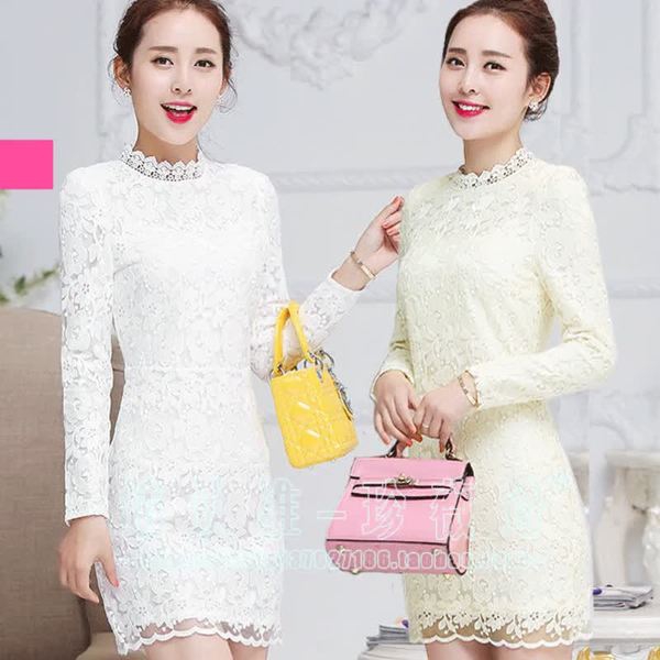 Κυρίες λευκή δαντέλα φόρεμα