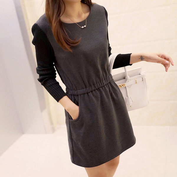 Κυρίες φόρεμα με μακριά μανίκια: Κόκκινο πορφυρό ροζ γκρι