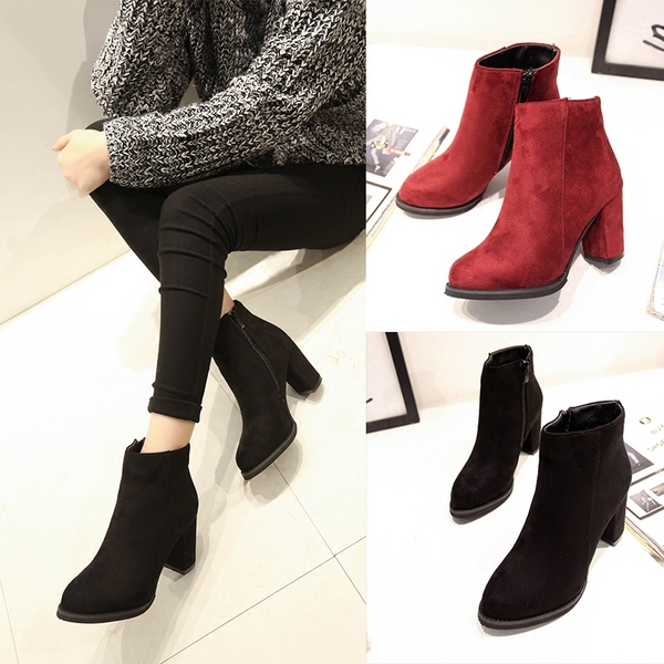Γυναικείες μπότες σουέτ σε τρία χρώματα με ένα μυτερό μύτι με χαμηλό τακούνι
