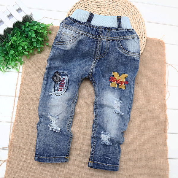 Топ модели еластични пролетни и есенни детски дънки за момчета