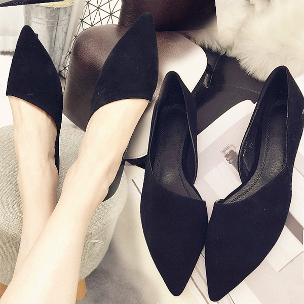 Дамски ежедневни велурени обувки със заострена предна част в два цвята - черни и сиви