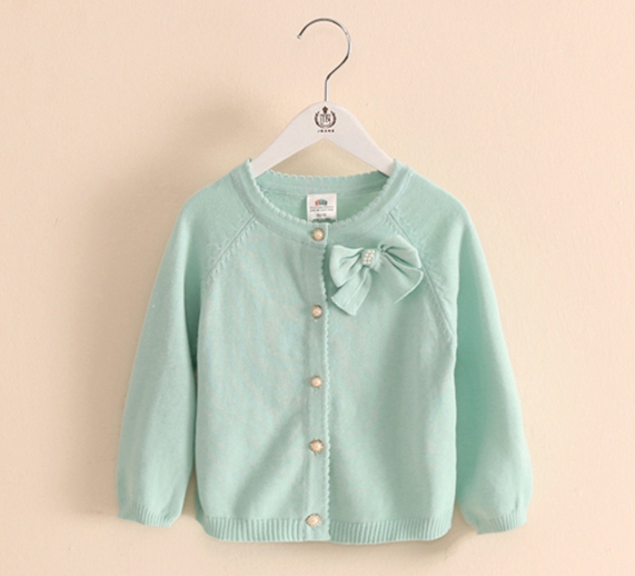 Детска пролетна жилетка с панделка за момичета - жълта, лилава, розова и зелена  