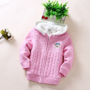 Детска памучна жилетка за момичета - пролетна и есенна - червена и розова