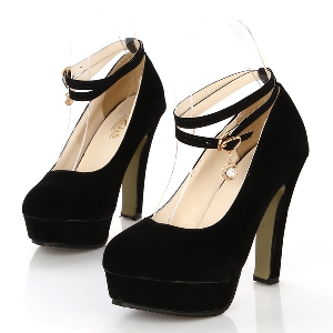 Дамски официални обувки с висок ток и лека платформа в 2 цвята