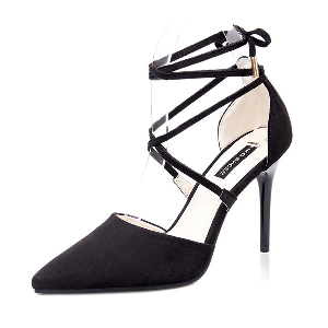 Дамски елегантни обувки с връзки в 3 цвята сиви черни и розови
