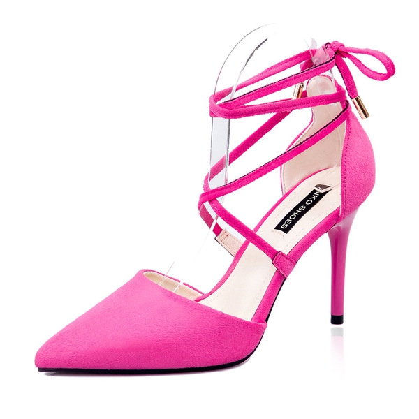 Дамски елегантни обувки с връзки в 3 цвята сиви черни и розови