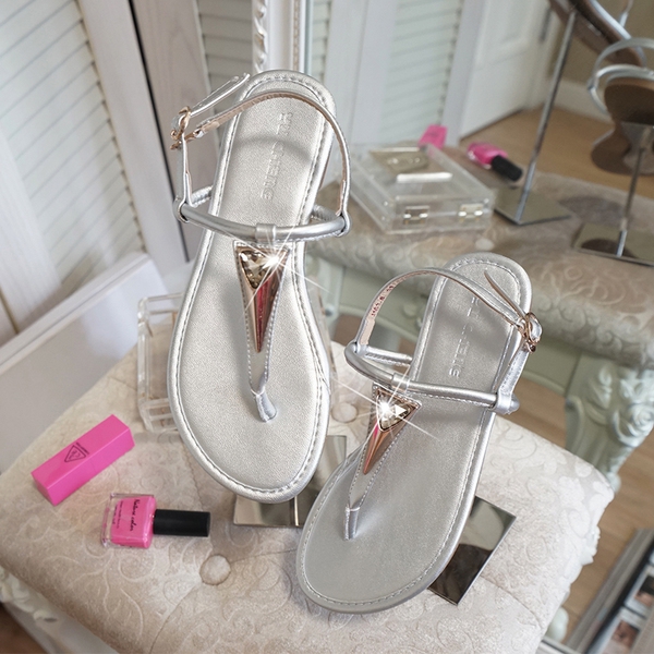 Дамски сандали -сребърни и черни