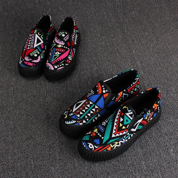 Γυναικεία  παπούτσια με σχέδια espadrili μαύρο ενδιάμεση σόλα