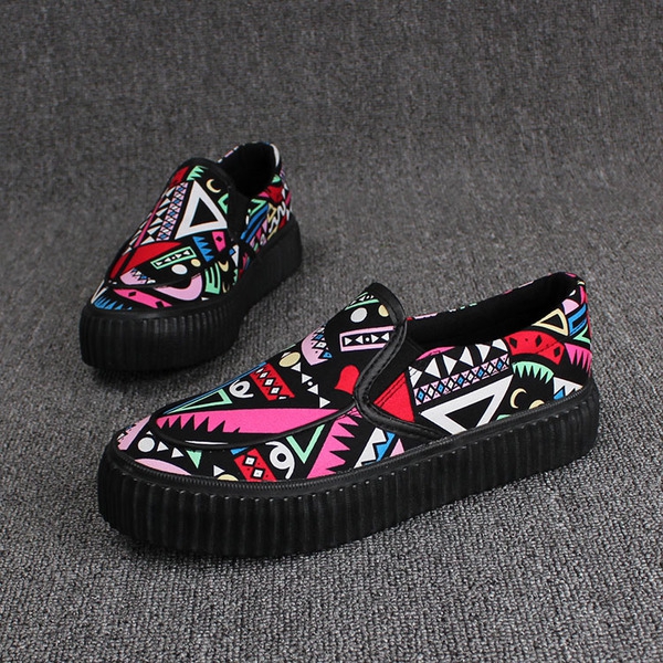 Γυναικεία  παπούτσια με σχέδια espadrili μαύρο ενδιάμεση σόλα