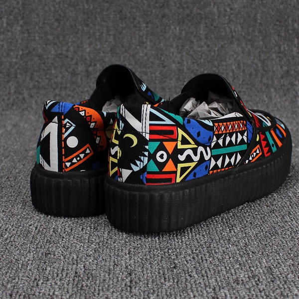 Γυναικεία  παπούτσια με σχέδια espadrili μαύρο ενδιάμεση σόλα