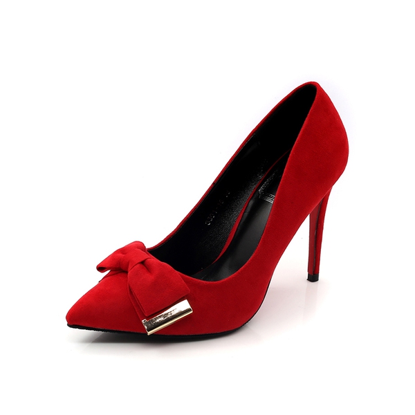 Дамски велурени обувки с панделка в четири цвята