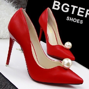 Дамски перлени официални обувки в четири цвята - бял черен сив червен