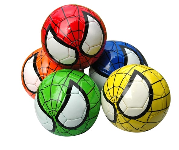 Футболни топки Спайдърмен за малки деца - оранжева, червена, черна, жълта, синя
